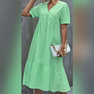 NEW Tie Back Ruffle Hem Smock Dress